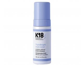 Penov� fialov� �amp�n pre blond a zosvetlen� vlasy s trojit�m ��inkom K18 TripleBright Purple Shampoo - 125 ml