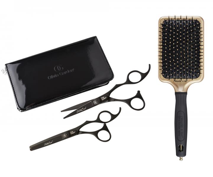 Sada no�n�c 5,75 "a efila�n�ch no�n�c 6,35" Olivia Garden SilkCut Pro Matt Black + kefa zadarmo