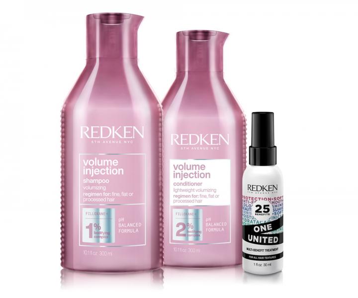 Sada pre objem jemn�ch vlasov Redken Volume Injection + o�etruj�ci sprej zadarmo