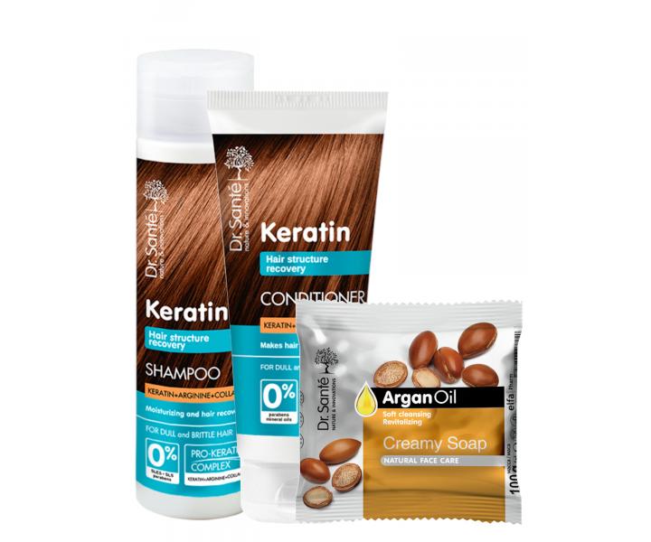 Sada pre obnovu krehkch vlasov Dr. Sant Keratin - ampn + starostlivos + mydlo zadarmo