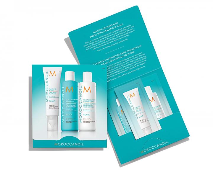 Peeling, ampn a kondicionr pre zdrav pokoku hlavy Moroccanoil Scalp Sachet Trio - 3 x 10 ml