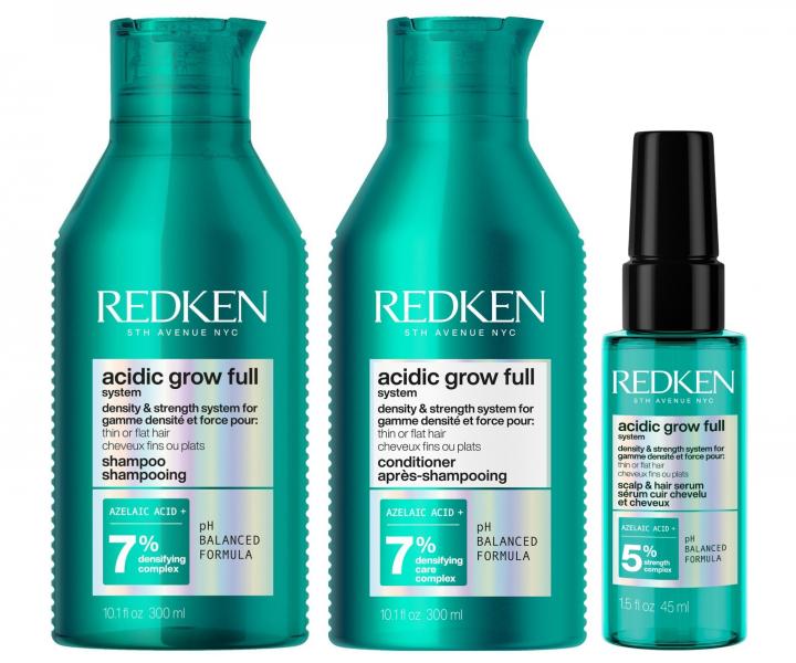 Sada pre hustotu a objem jemn�ch, z�ahnut�ch a norm�lnych vlasov Redken Acidic Grow Full System + s�rum 45 ml zadarmo