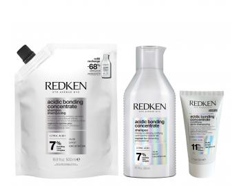 ampn pre pokoden vlasy Redken Acidic Bonding Concentrate - 300 ml + nhradn npl 500 ml + kondicionr 50 ml zadarmo