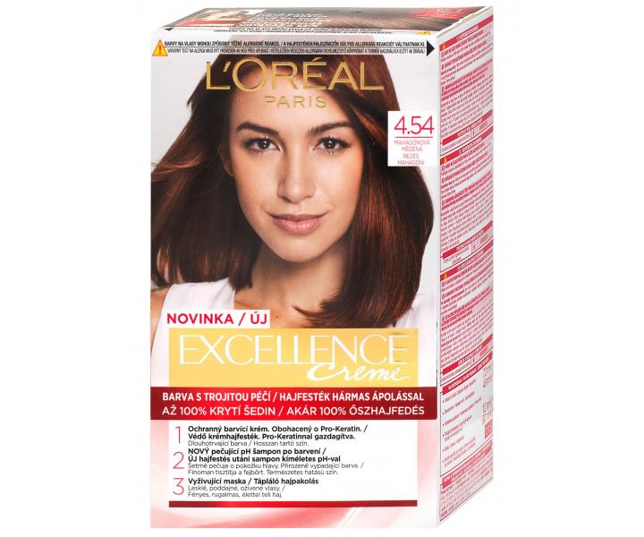 Permanentn� farba Lor�al Excellence 4.54 mahag�nov� meden�