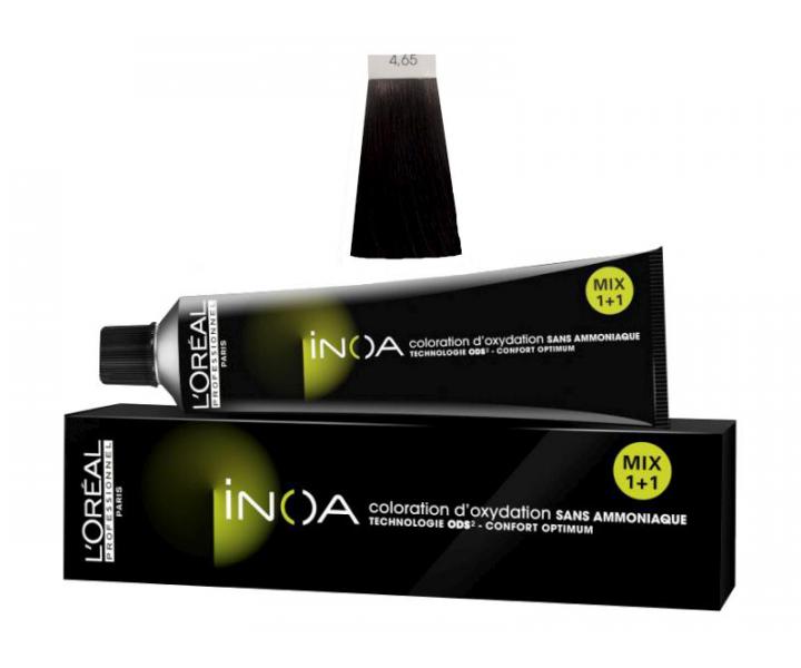 Lor�al Inoa 2 farba na vlasy 60 g - odtie� 4,65 hned� �erven� mahag�nov�