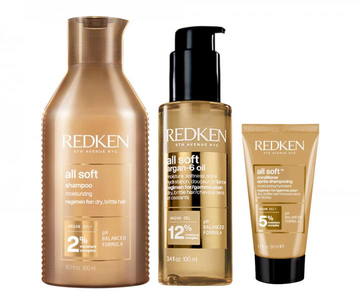 Sada pre such� a krehk� vlasy Redken All Soft + kondicion�r 50 ml zadarmo