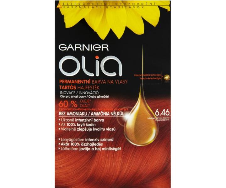 Permanentn� olejov� farba Garnier Olia 6.46 intenz�vna �erven� meden�