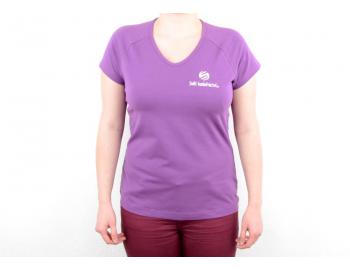Tri�ko s kr�tkym ruk�vom, v v�strih - d�mske, fialov� S