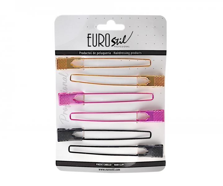 Kovov spona do vlasov Eurostil Professional - 11 cm, farebn - 6 ks