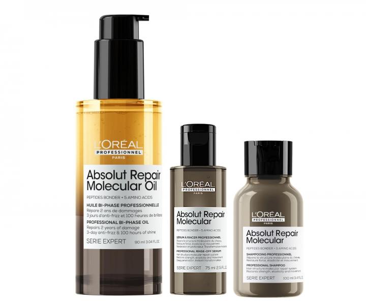 Dvojfzov olej pre pokoden vlasy Loral Professionnel Absolut Repair Molecular Oil - 90 ml + cestovn balenie zadarmo
