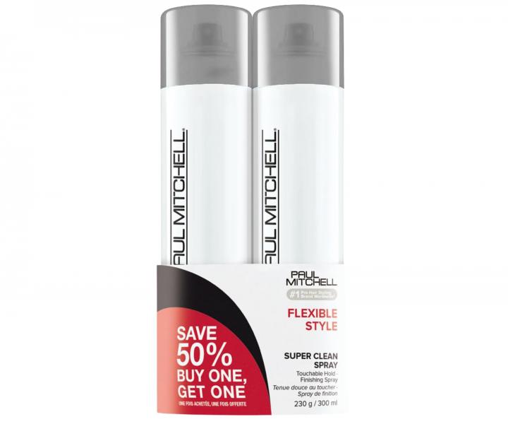 Sada laku so strednou fixciou Paul Mitchell Flexible Style Super Clean Spray - 300 ml - 1+1 zadarmo