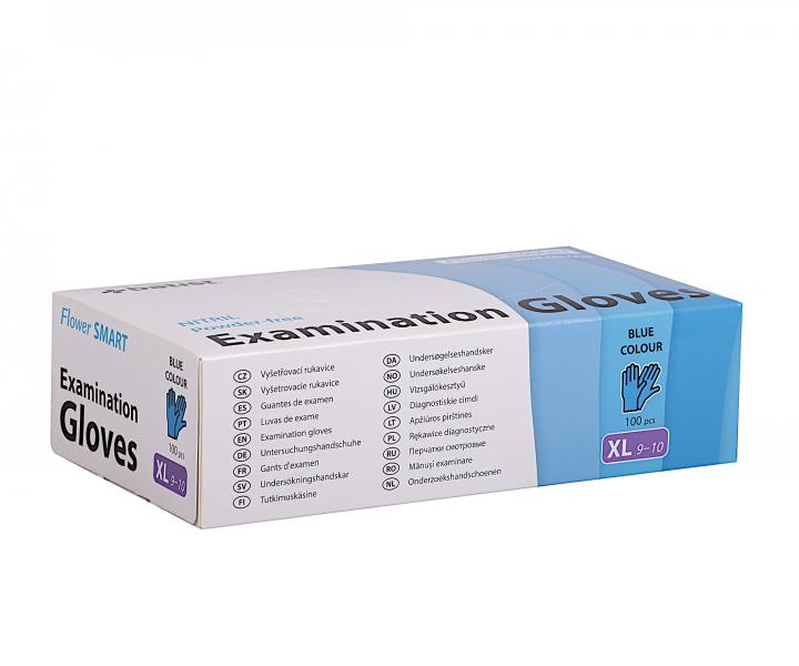 Jednorazov nitrilov rukavice Batist Flower Smart XL - 100 ks, modr