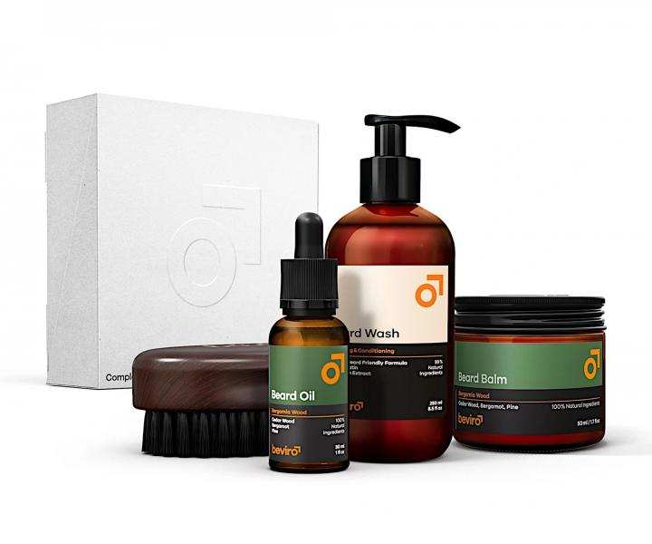 Pnska darekov sada na fzy Beviro Complete Beard Set Bergamia Wood