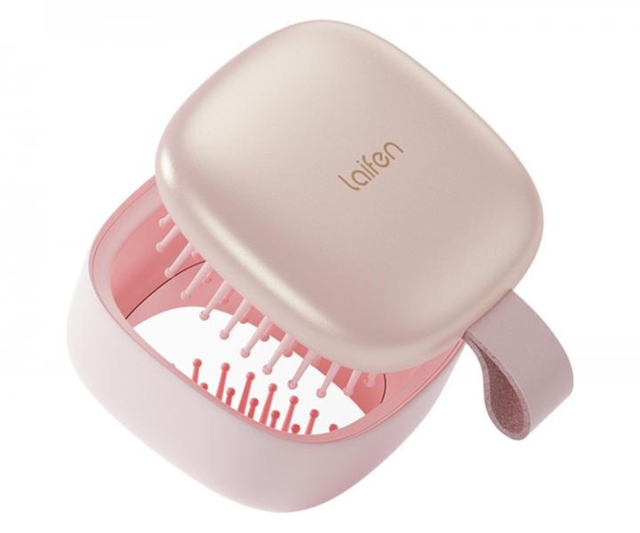 Cestovn kefa na vlasy so zrkadielkom Laifen Air Pink - ruov