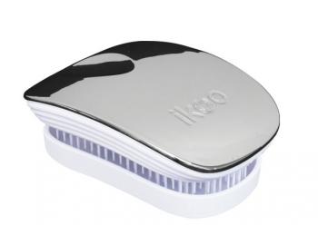 Cestovná kefa na vlasy Ikoo Pocket Metallic Oyster - bielo-strieborný