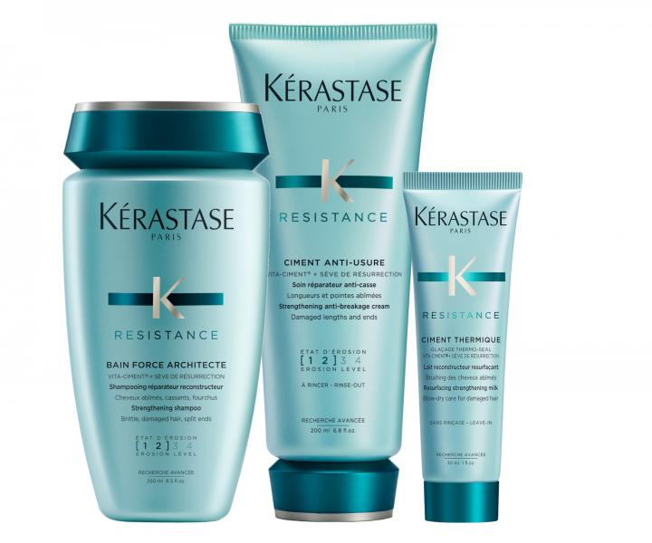 Sada pre po�koden� vlasy K�rastase Resistance Force Architecte + termoochrana 30 ml zadarmo
