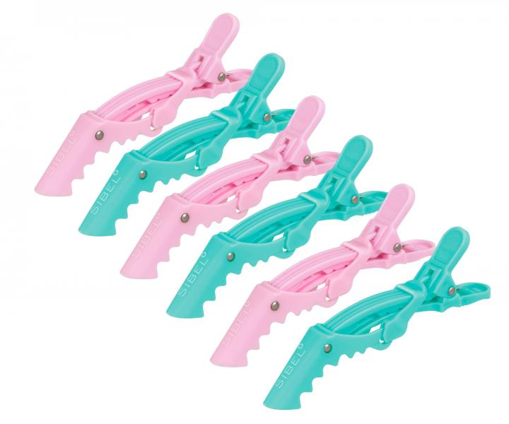 Klipsy do vlasov Sibel Gator - 11 cm, ruov, zelen, 6 ks