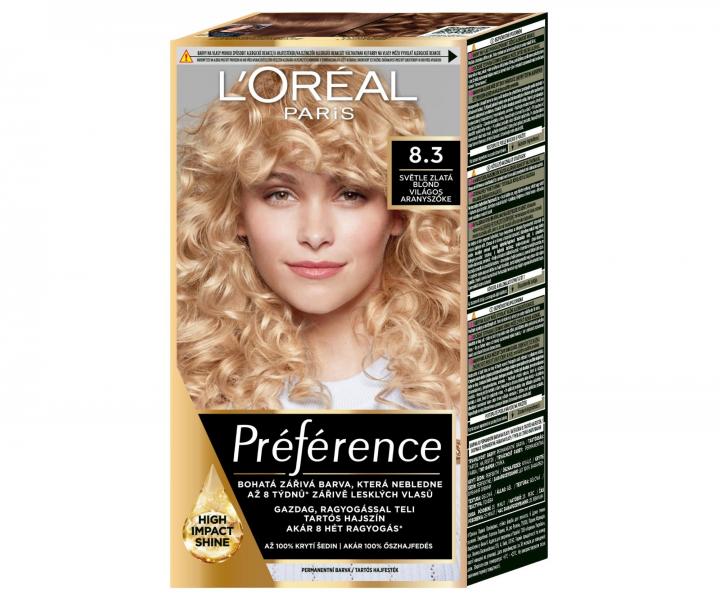 Permanentn� farba Lor�al Pr�f�rence 8.3 svetlo zlat� blond