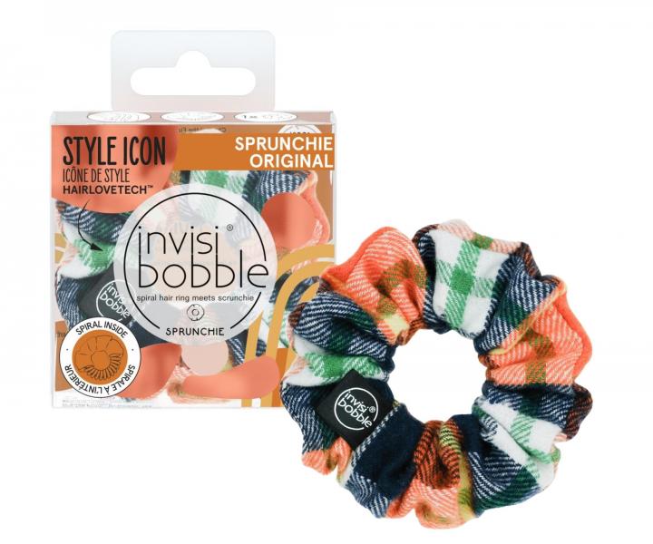 Ozdobn pirlov gumika Invisibobble Sprunchie Fall in Love Channel the Flannel - flanelov vzor