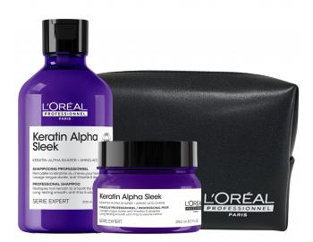 Sada pre dlhodob� uhladenie krepat�ch vlasov Lor�al Professionnel Serie Expert Keratin Alpha Sleek + ta�ti�ka zadarmo