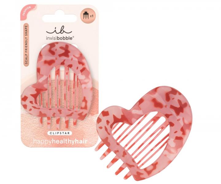 Ozdobn� �kripec do vlasov Invisibobble Clipstar Lovers Hug - ru�ov� s mramorov�m vzorom