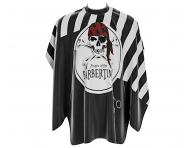 Pltenka na strihanie vlasov a fzov Barbertime Black White Banded Pro Barber Cape XXL - ierna