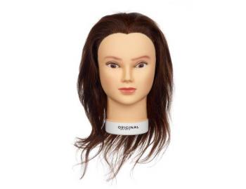 Cvičná hlava dámska s prírodnými vlasmi VALESKA, Original Best Buy - gaštanová 15 - 40 cm