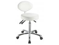 Taburet na kolieskach s opierkou SilverFox 1025C - biely - II. akos, pretlaen koenka