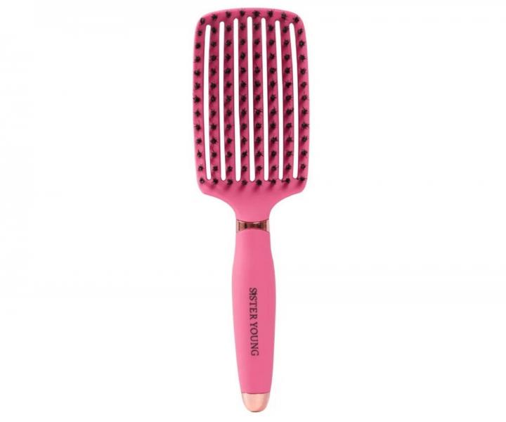 Kefa na roz�es�vanie a f�kanie vlasov s divia��mi a nylonov�mi �tetinami Sister Young Ovia Hair Brush - tmavo ru�ov�