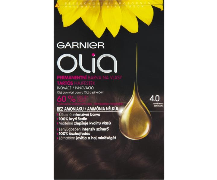 Permanentn olejov farba Garnier Olia 4.0 tmavo hned