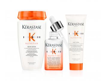 Rad pre suché a veľmi suché vlasy Kérastase Nutritive - sada - hydratačný šampón + olejové sérum na končeky + kondicionér 75 ml zadarmo