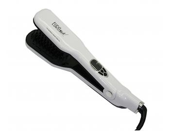 Profesionálna parná žehliaca kefa na vlasy Eurostil Profesional Hair Brush Straightener - biela