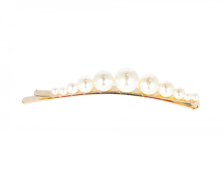 Ozdobn ploch sponka s perlami Eurostil Professional - zlat, 8,5 cm, 2 ks