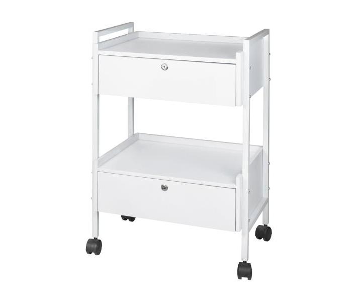 Kozmetick stolk na kolieskach s 2 zsuvkami Weelko Easy+, biely