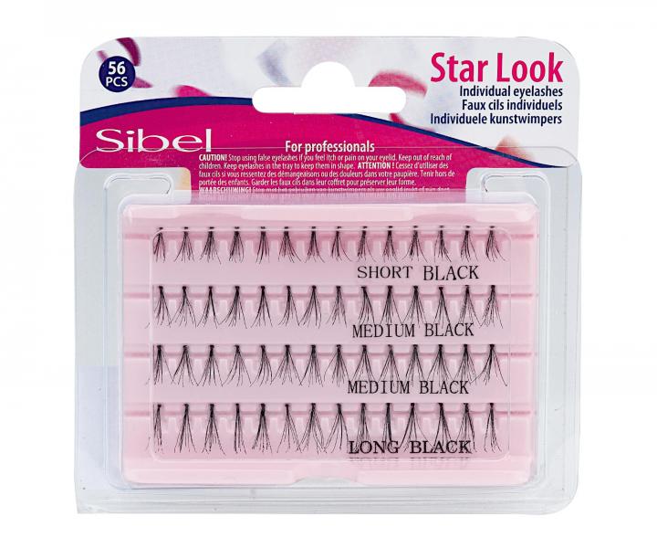 Sada umelch trsovch rias Sibel Star Look Individual Eyelashes - vekos S, M, L, 56 ks