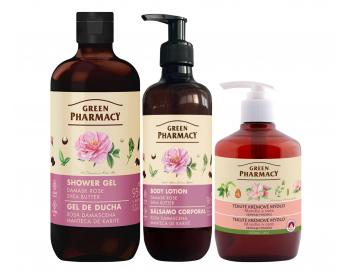 Sada telovej starostlivosti s dama�skou ru�ou a bambuck�m maslom Green Pharmacy Damask Rose + tekut� mydlo zadarmo