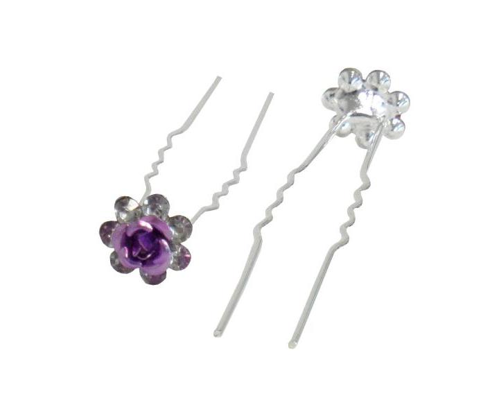 Svadobn� vl�senka ru�i�ka s kamienkami 19ks - fialov�