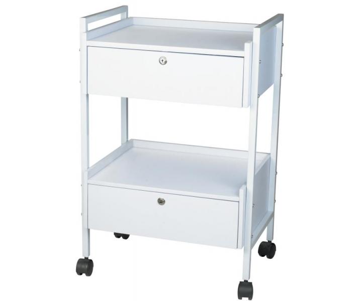 Kozmetick stolk na kolieskach Silverfox 1019, 2 zsuvky, biely
