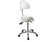 Taburet na kolieskach s opierkou SilverFox 1025A - biely - II. akos - hrdzav bodky na pieste
