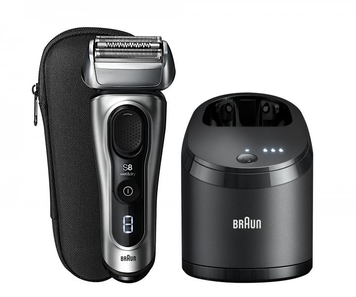 Planetov holiaci strojek s nabjacou a istiacou stanicou Braun Series 8 8467cc - strieborn