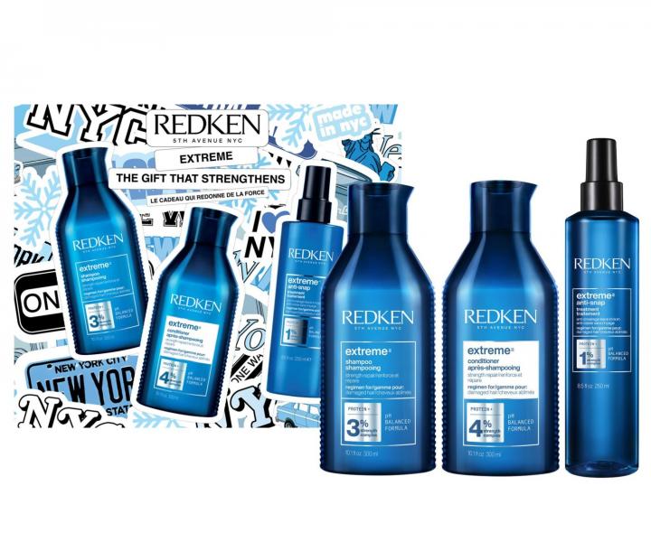 Darekov sada na posilnenie a spevnenie pokodench a scitlivench vlasov Redken Extreme