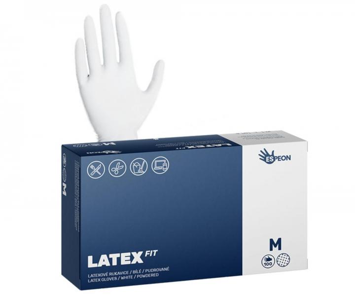 Latexov pdrovan rukavice Espeon Latex Fit - 100 ks, biele
