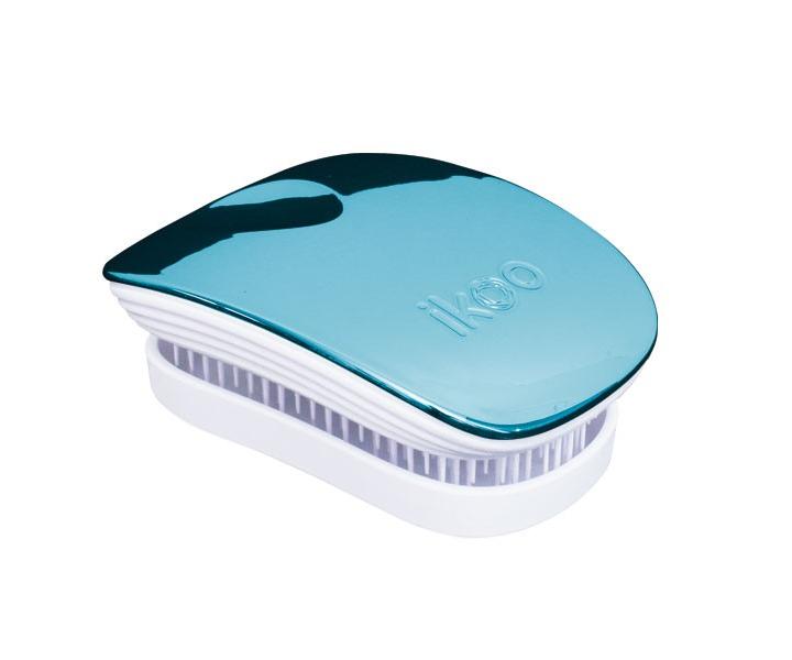 Cestovn� kefa na vlasy Ikoo Pocket Metallic Pacific - bielo-tyrkysov�