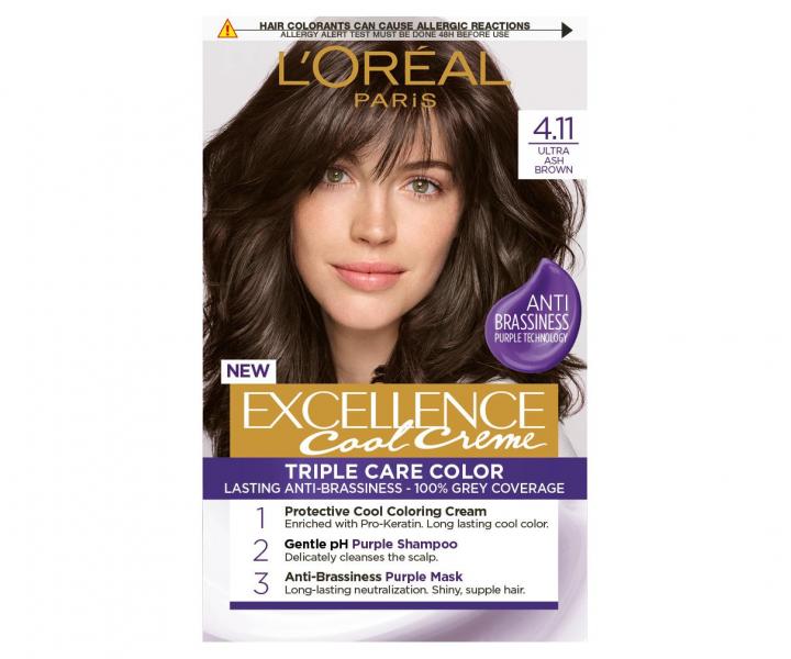 Permanentn farba Loral Excellence Cool Creme 4.11 ultra popolav hned