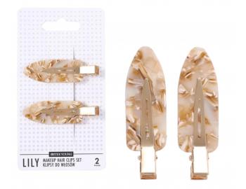 Spony do vlasov s podlo�kami Sister Young Lily Makeup Hair Clips Set - 6 cm, 2 ks - kr�movo-b�ov�