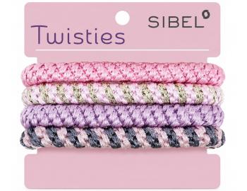 Sada farebn�ch gumi�iek do vlasov Sibel Twisties - ru�ov�, 4 ks