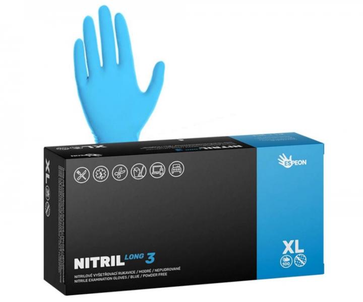 Dlh nitrilov rukavice Espeon Nitril Long 3 - 100 ks, modr, vekos XL