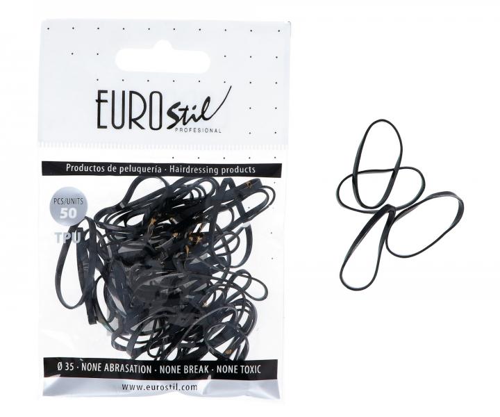 Gumičky do vlasov Eurostil Profesional TPU Hair Elastics For Hairstyles - čierne, 50 ks