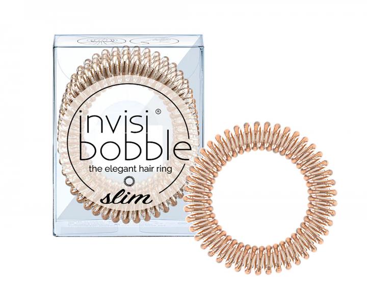 Tenk pirlov gumika do vlasov Invisibobble Slim Bronze Me Pretty - bronzov, 3 ks