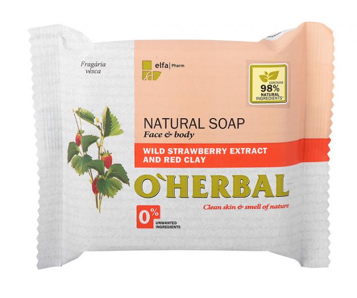 Prrodn mydlo pre cel telo s lesnej jahodou a ervenou hlinou O`Herbal Strawberry - 100 g (bonus)